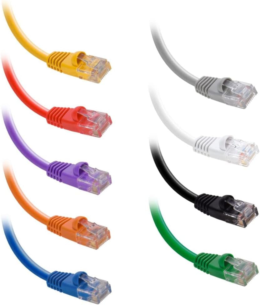 CAT6 Cable UTP Booted [Yellow] - [100 FT] - [5 Pack] - Professional Series - 10Gbps, Cat6 Patch Cable, Cat 6 Patch Cable, Cat6 Ethernet Cable, Network Cable, Internet Cable