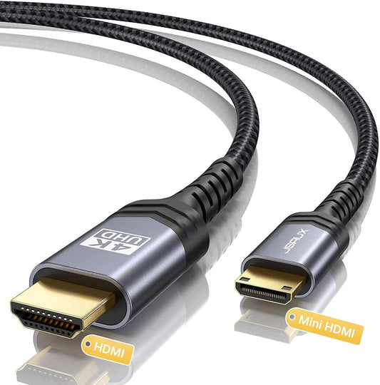 Mini HDMI to HDMI Cable 6FT, [Aluminum Shell, Braided] High Speed 4K 60Hz HDMI 2.0 Cord, Compatible with Camera, Camcorder, Tablet and Graphics/Video Card, Laptop, Raspberry Pi Zero W -Grey