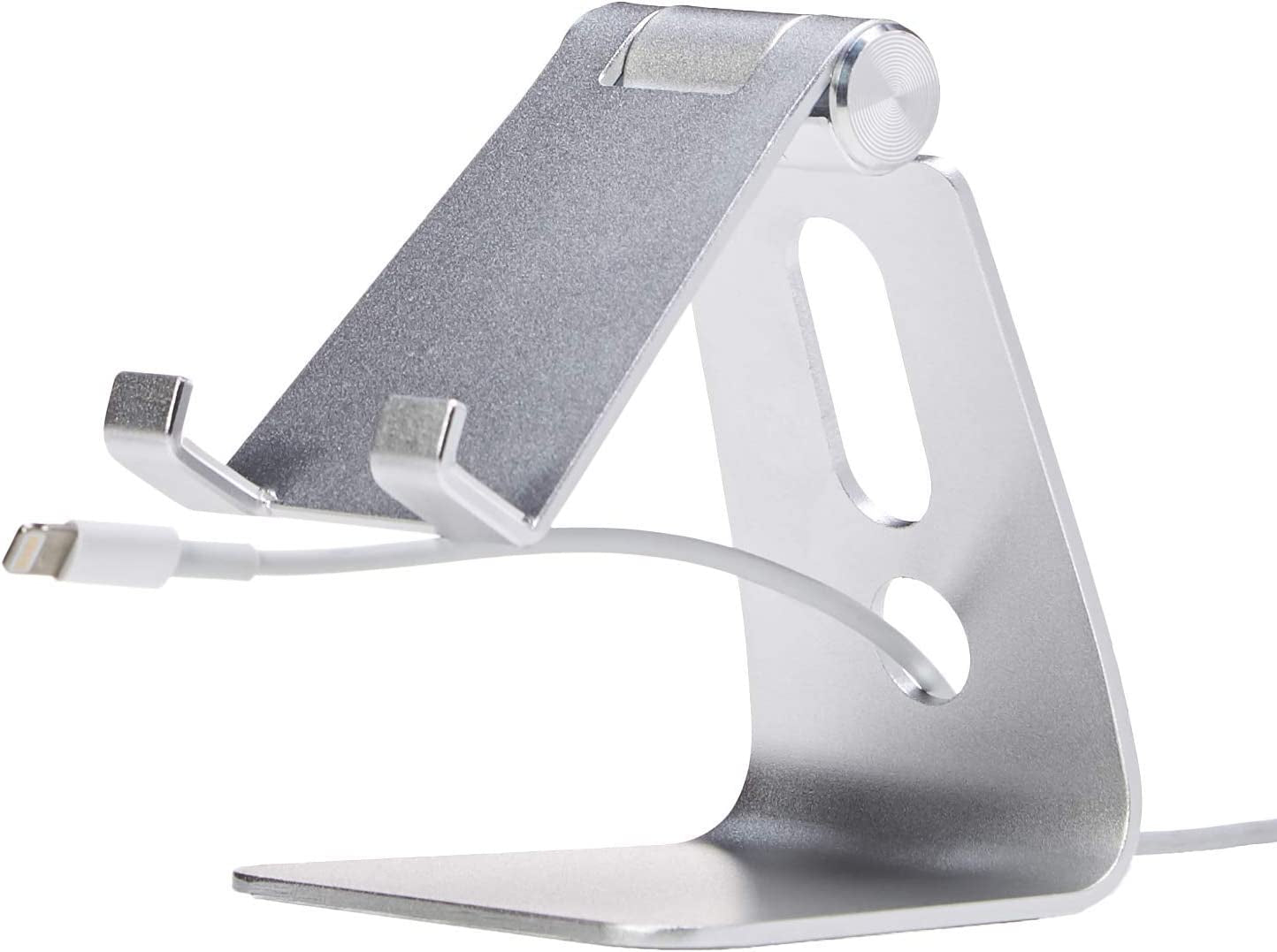 Adjustable Aluminum Phone Stand for Cell Phones, Iphone and Android, 3.15 X 2.87 X 3.74 Inch, Silver