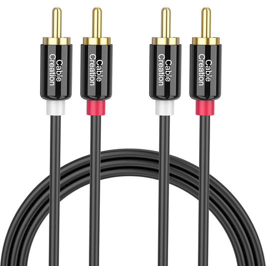 RCA Cable, 2RCA Male to 2RCA Stereo Audio Subwoofer Cable Compatible with Speaker, AMP, Turntable, Receiver, Home Theater, Subwoofer, Double Shielded, 10 Feet/3M